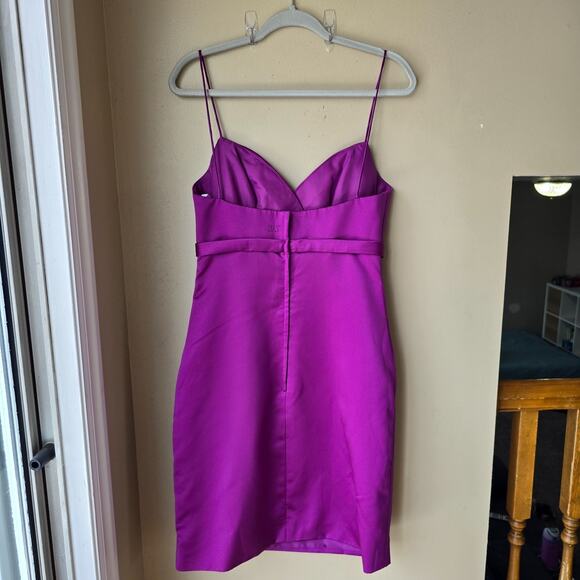 Purple Satin Mini Homecoming Dress Sleeveless Party Cocktail Size 10 M NWT - Picture 9 of 12